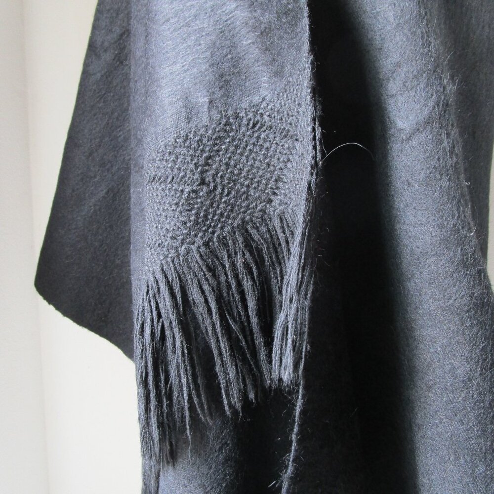 Black wool shawl blanket. 23x64inch warm sturdy scratchy wool. - Picture 11 of 15